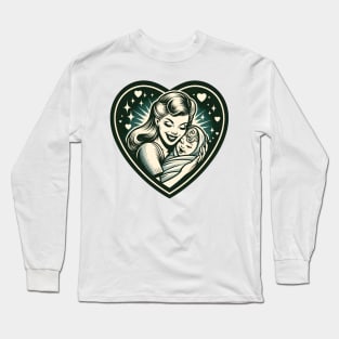 Vintage Motherhood Love Heart Symbol of Maternal Affection Long Sleeve T-Shirt